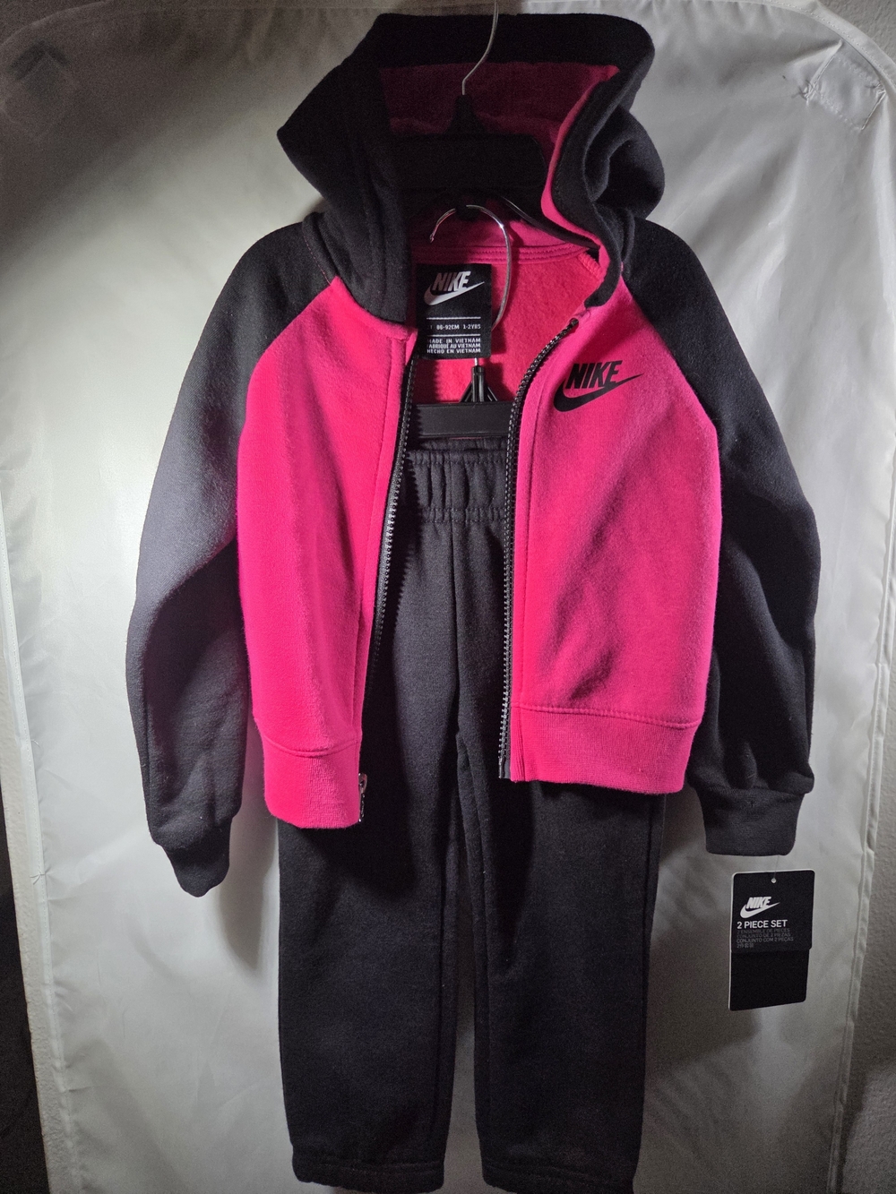 Nike Kids 2-Piece Hoodie & Jogger Set - Black & Hot Pink